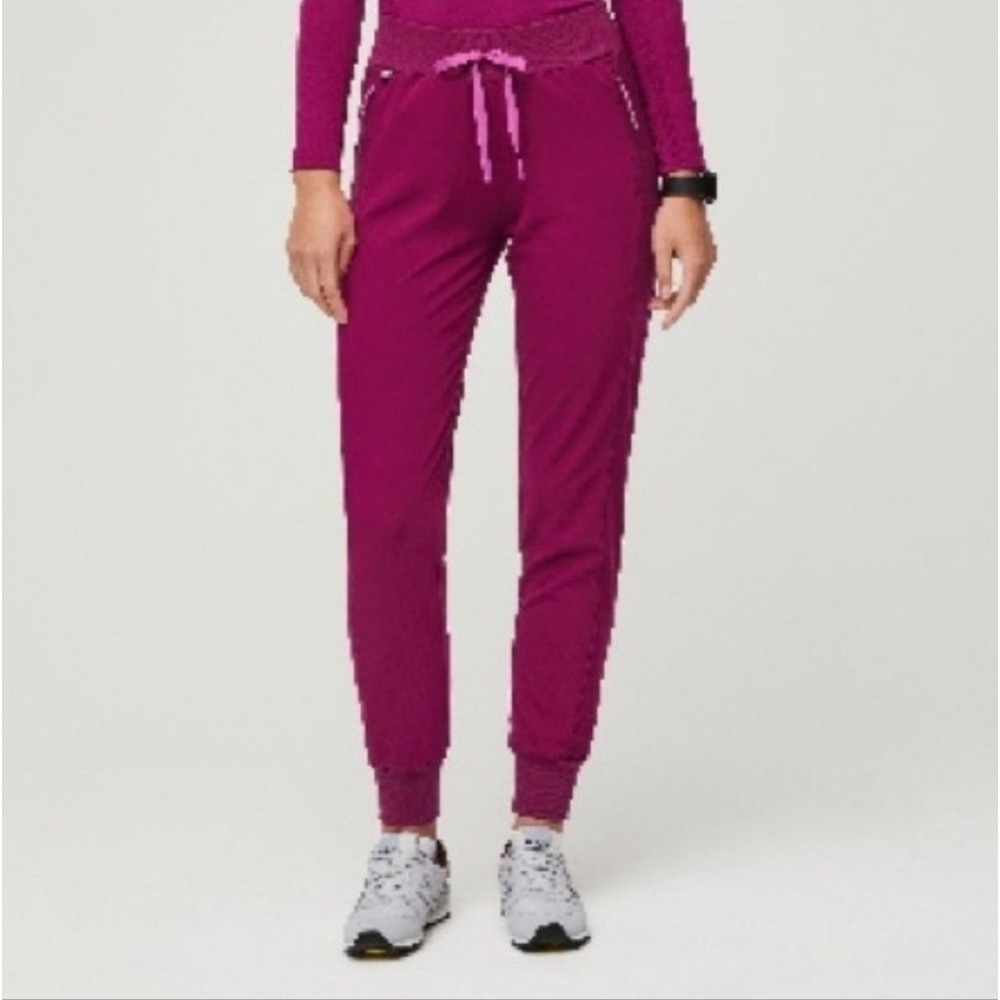 Figs NEW Women's XXS Tall Dark‎ Magenta Cambridge Boston Slim Jogger Scrub Pants